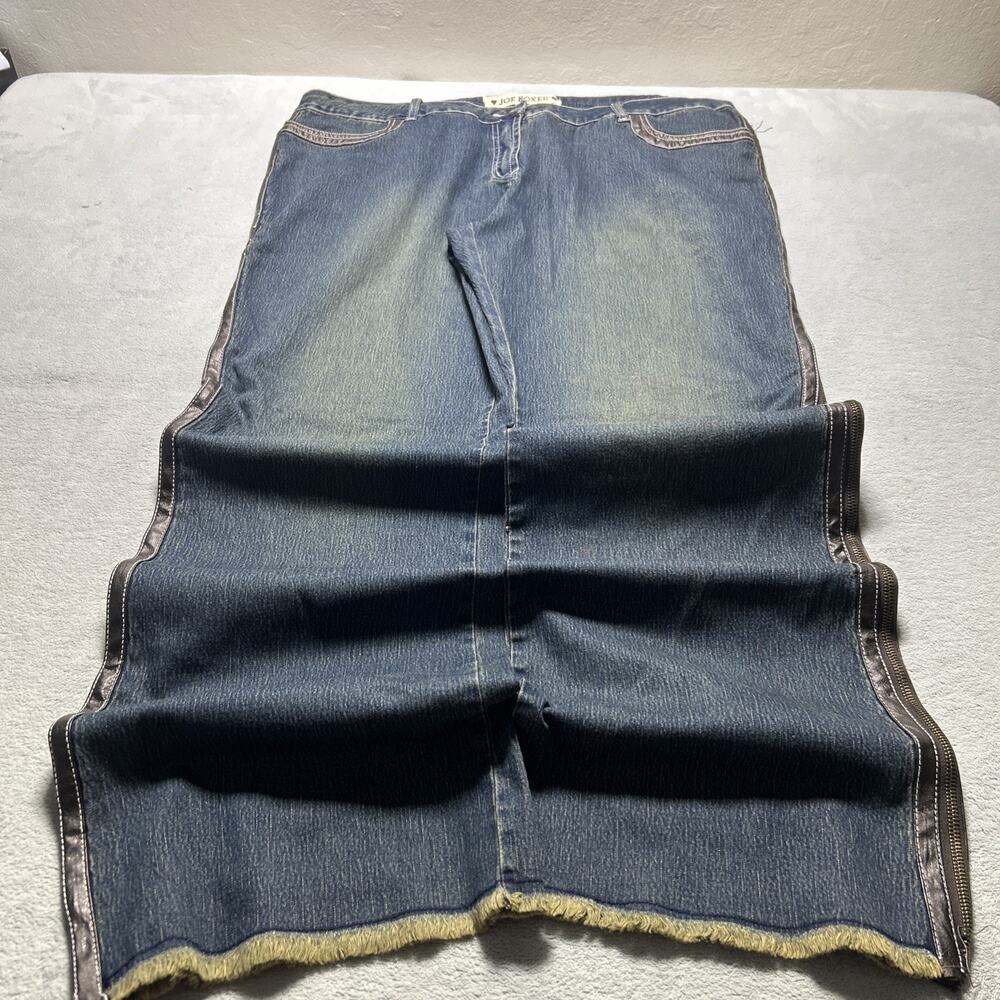 2000s Beyond Baggy Jeans Womens 21 42x33 Raw Hem Zip Sides Baggie Bell Bottom